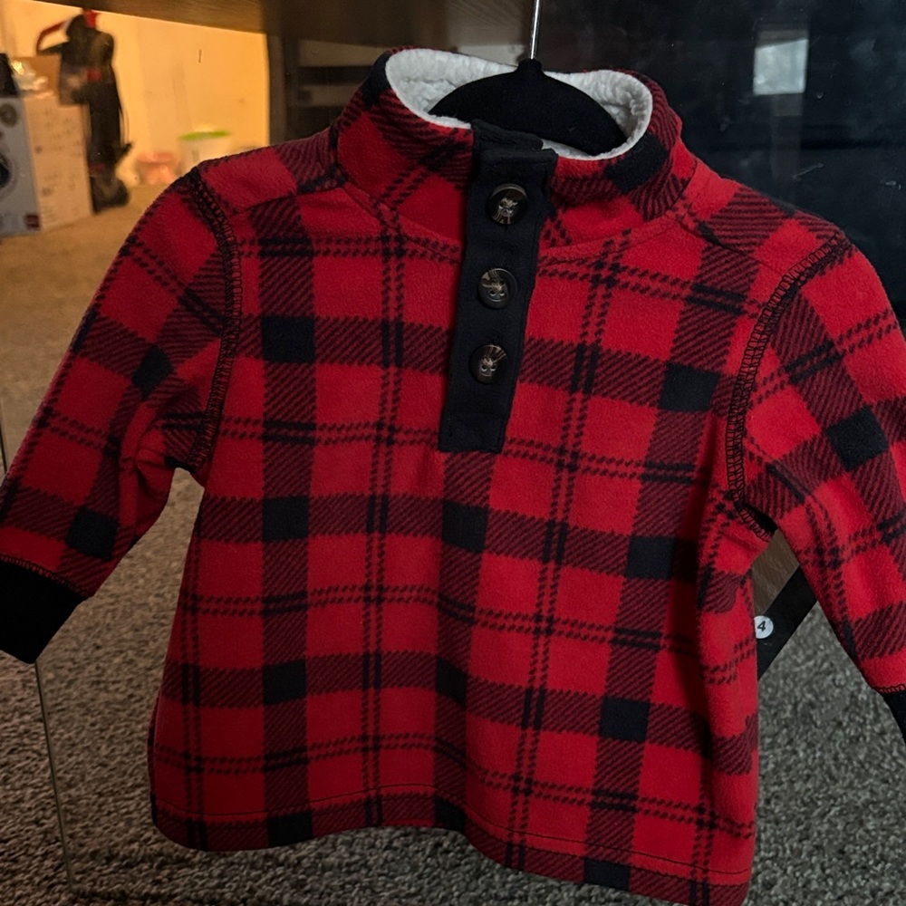 Plaid Red and Black Baby Sweater